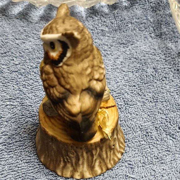 Lefton Vintage Porcelain Great Horned Owl Bell Figurine. Hand Painted. - Picture 3 of 5